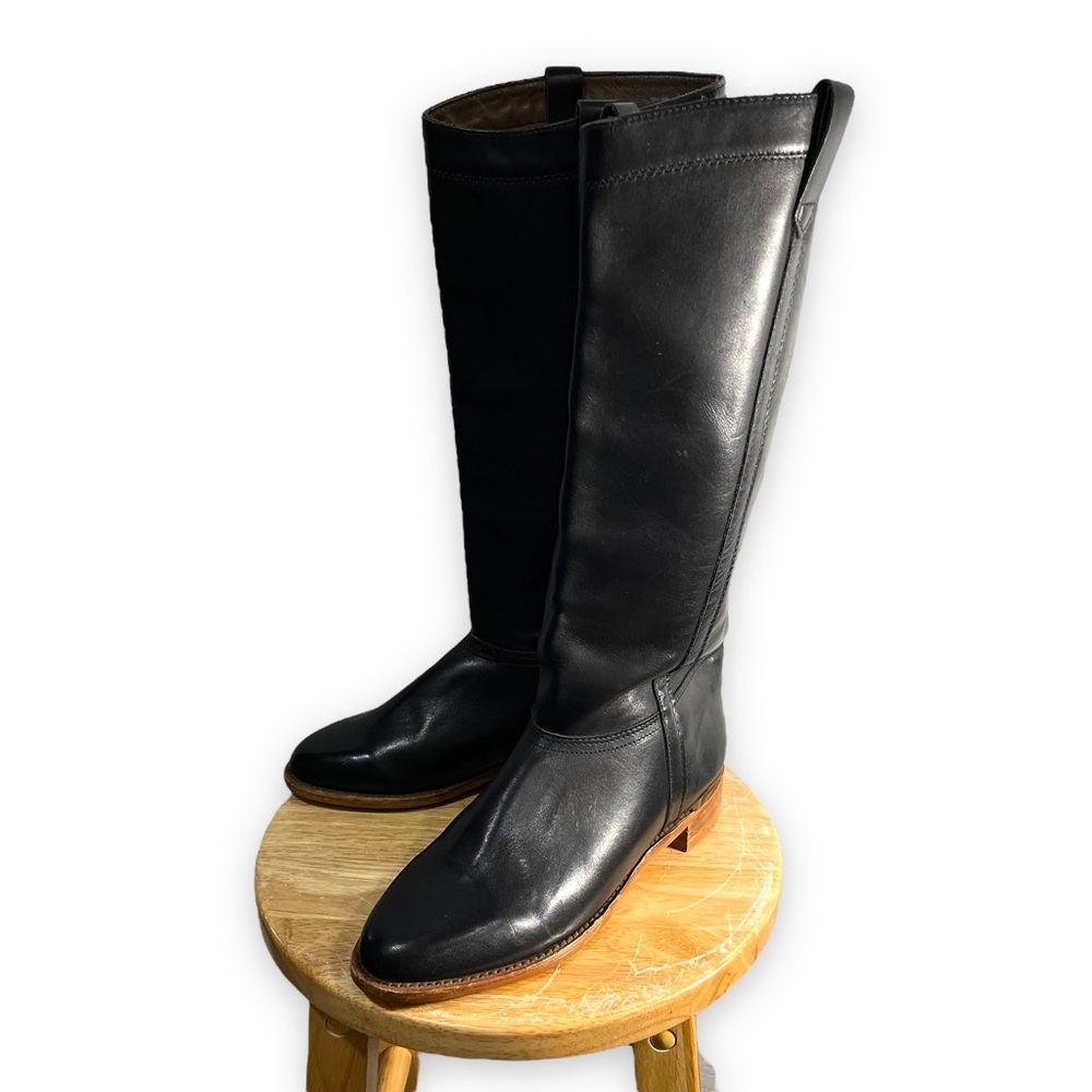 Dexter Vintage 1980s Leather Riding Boots, Black, Size 8.5M